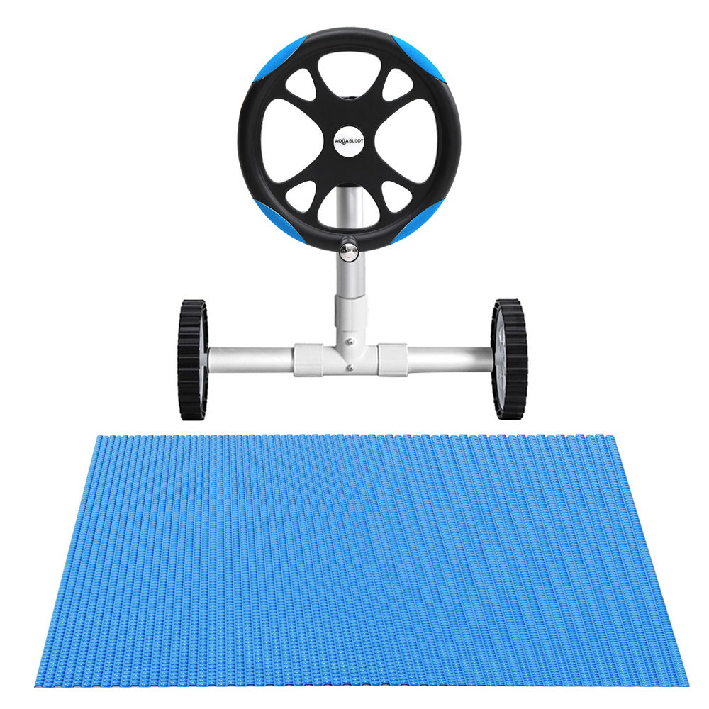 Aqua Buddy Pool Cover 600 Micron Solar Heat 9.5x5m Blanket w/ 5.55m Roller Blue - Image 3