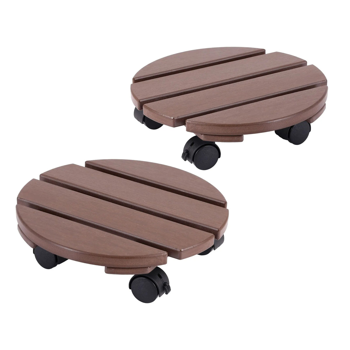 Gardeon 2PC Plant Carts HDPE Plant Caddy With Lockable Wheels Rolling Brown - Image 3