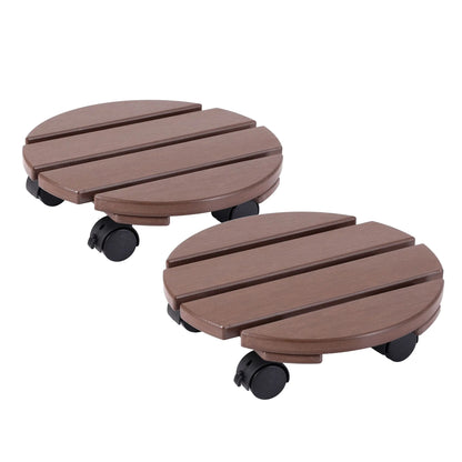 Gardeon 2PC Plant Carts HDPE Plant Caddy With Lockable Wheels Rolling Brown - Image 8