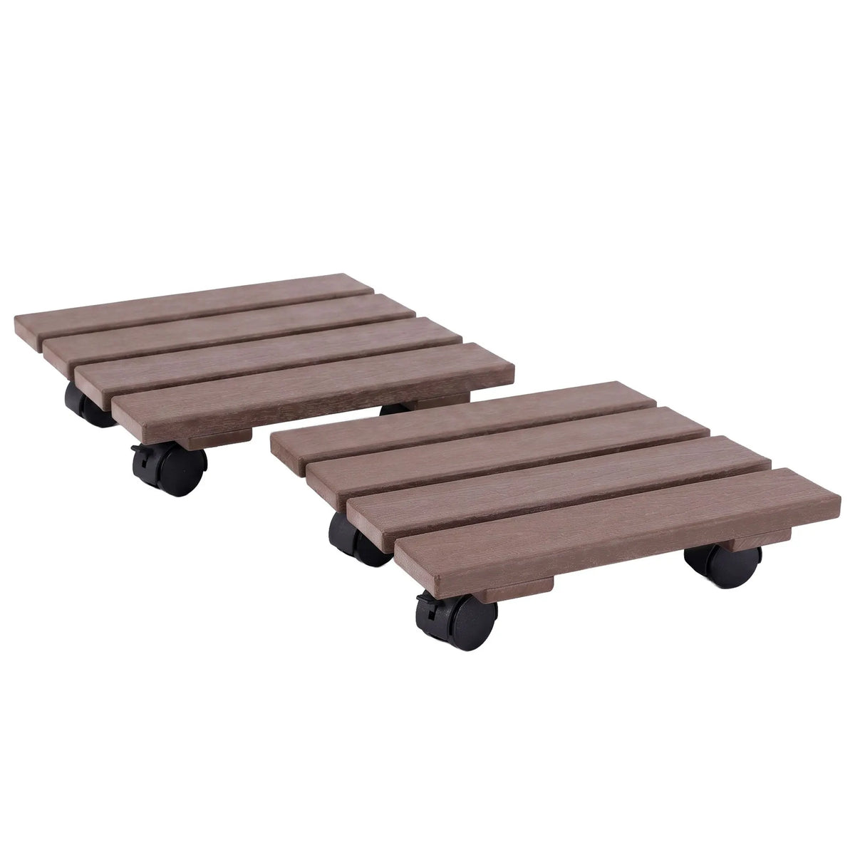 Gardeon 2PC Plant Carts HDPE Plant Caddy With Lockable Wheels Rolling Brown - Image 8
