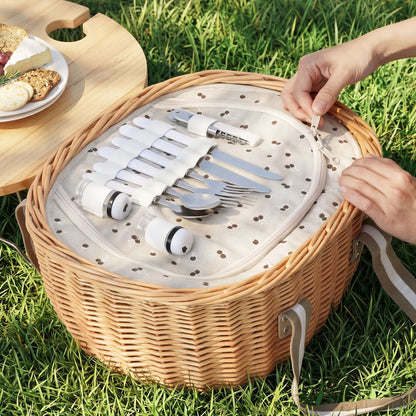 Alfresco 2 Person Insulated Picnic Basket Set with Foldable Wood Table - Image 5