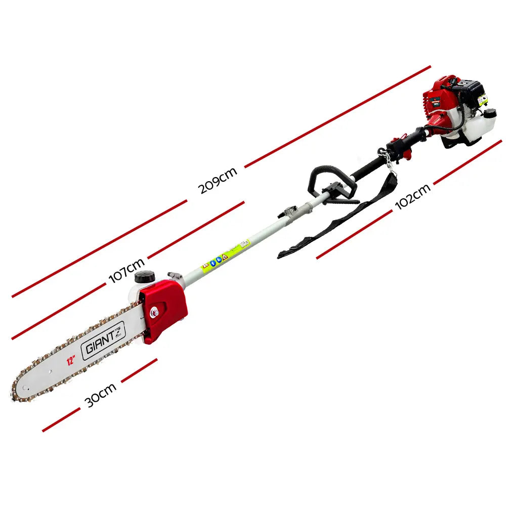 Giantz Pole Chainsaw 2 Stroke Petrol Tree Pruner Long Reach Saw 12 Inch Bar 9 In 1 - Image 2