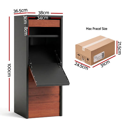 Gardeon Parcel Letterbox Drop Box Package Slot MailBox Walnut - Image 3