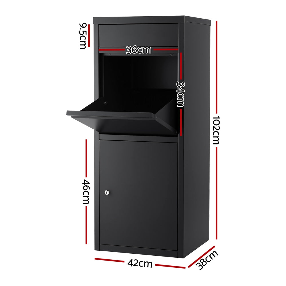 Gardeon Parcel Letterbox Drop Box Package Mailbox Black - Image 2