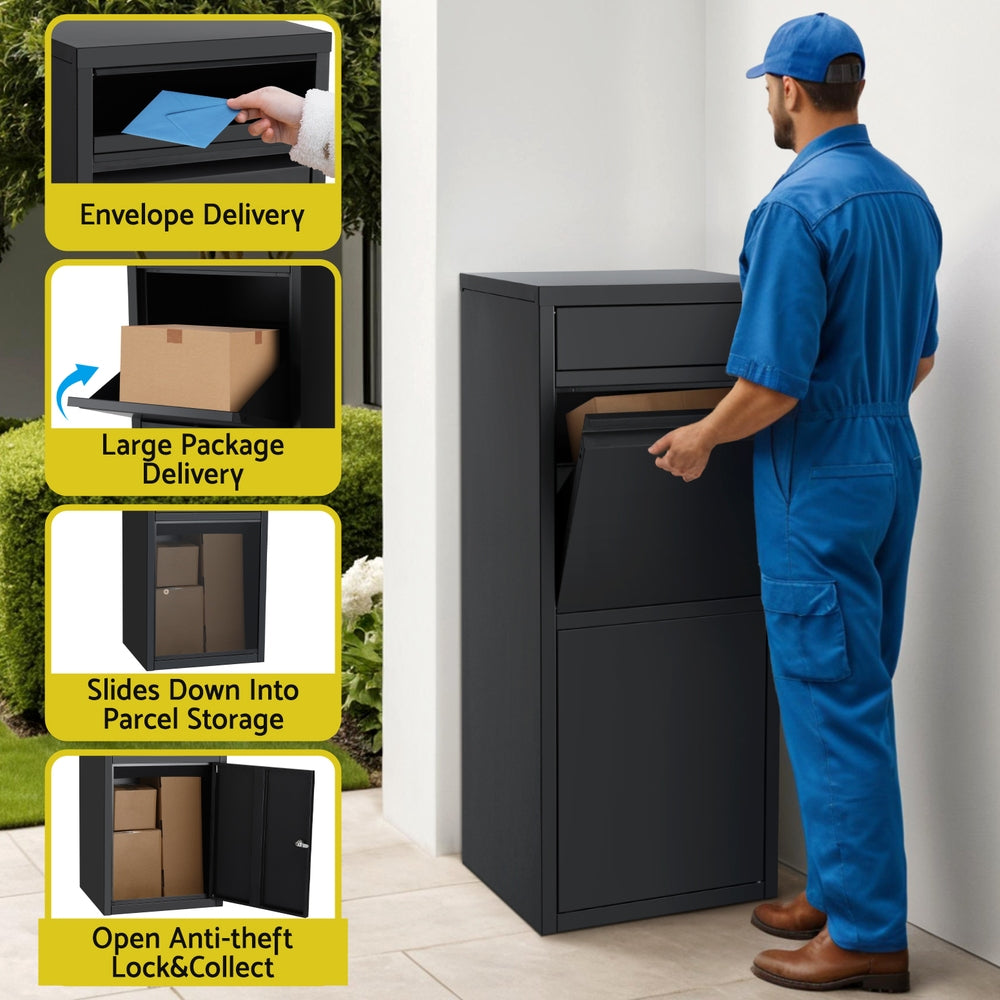 Gardeon Parcel Letterbox Drop Box Package Mailbox Black - Image 4