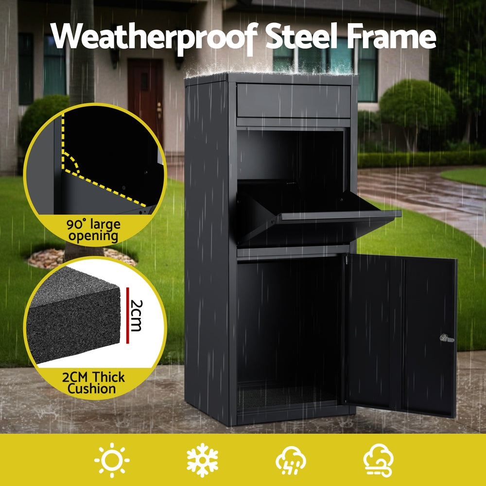 Gardeon Parcel Letterbox Drop Box Package Mailbox Black - Image 6