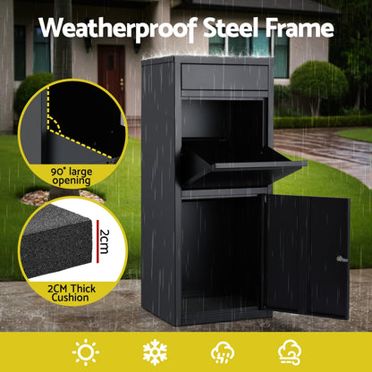 Gardeon Parcel Letterbox Drop Box Package Mailbox Black - Image 6