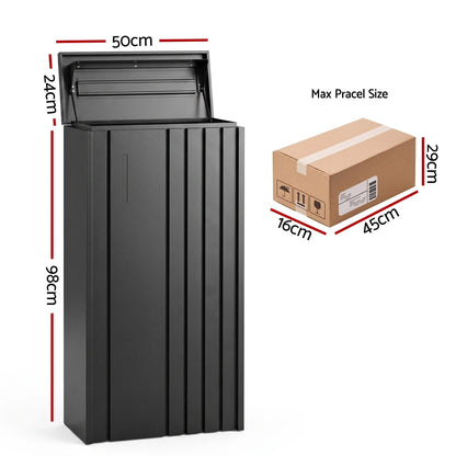 Gardeon Parcel Letterbox Drop Box Package Slot MailBox Black - Image 3