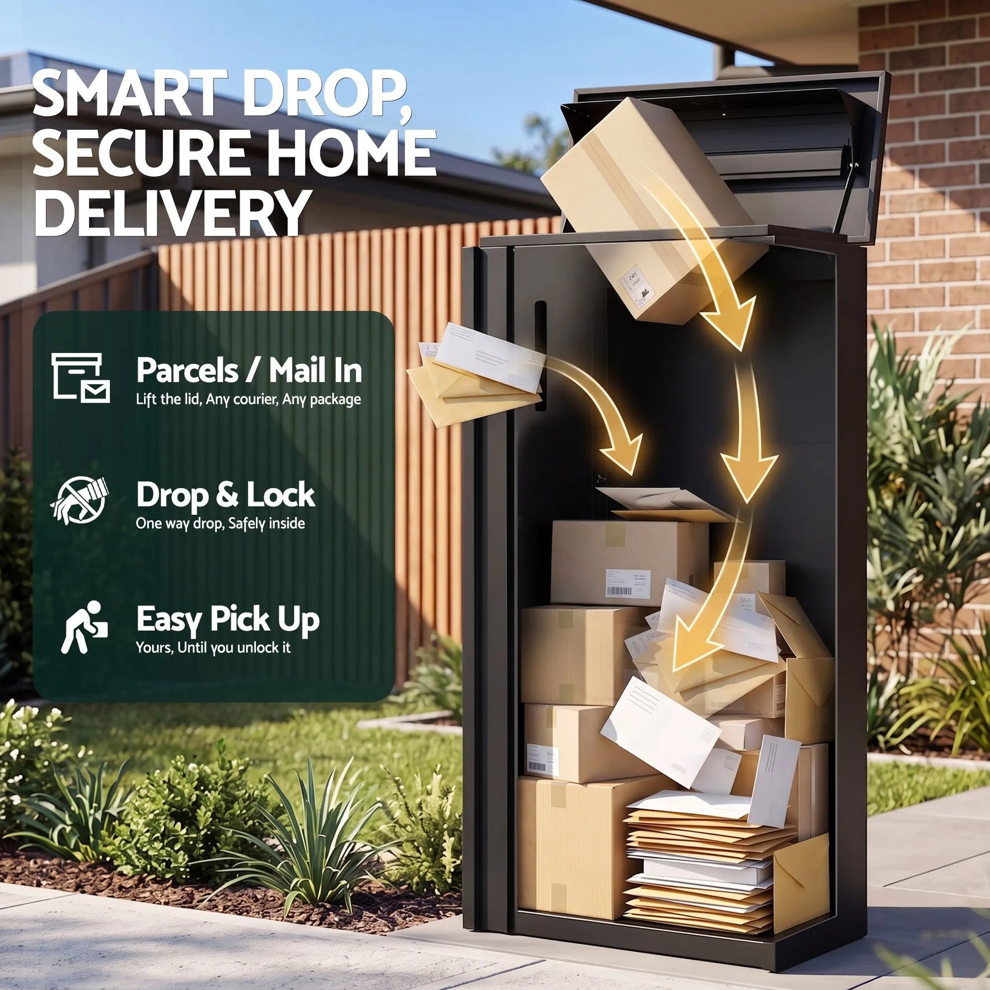 Gardeon Parcel Letterbox Drop Box Package Slot MailBox Black - Image 5