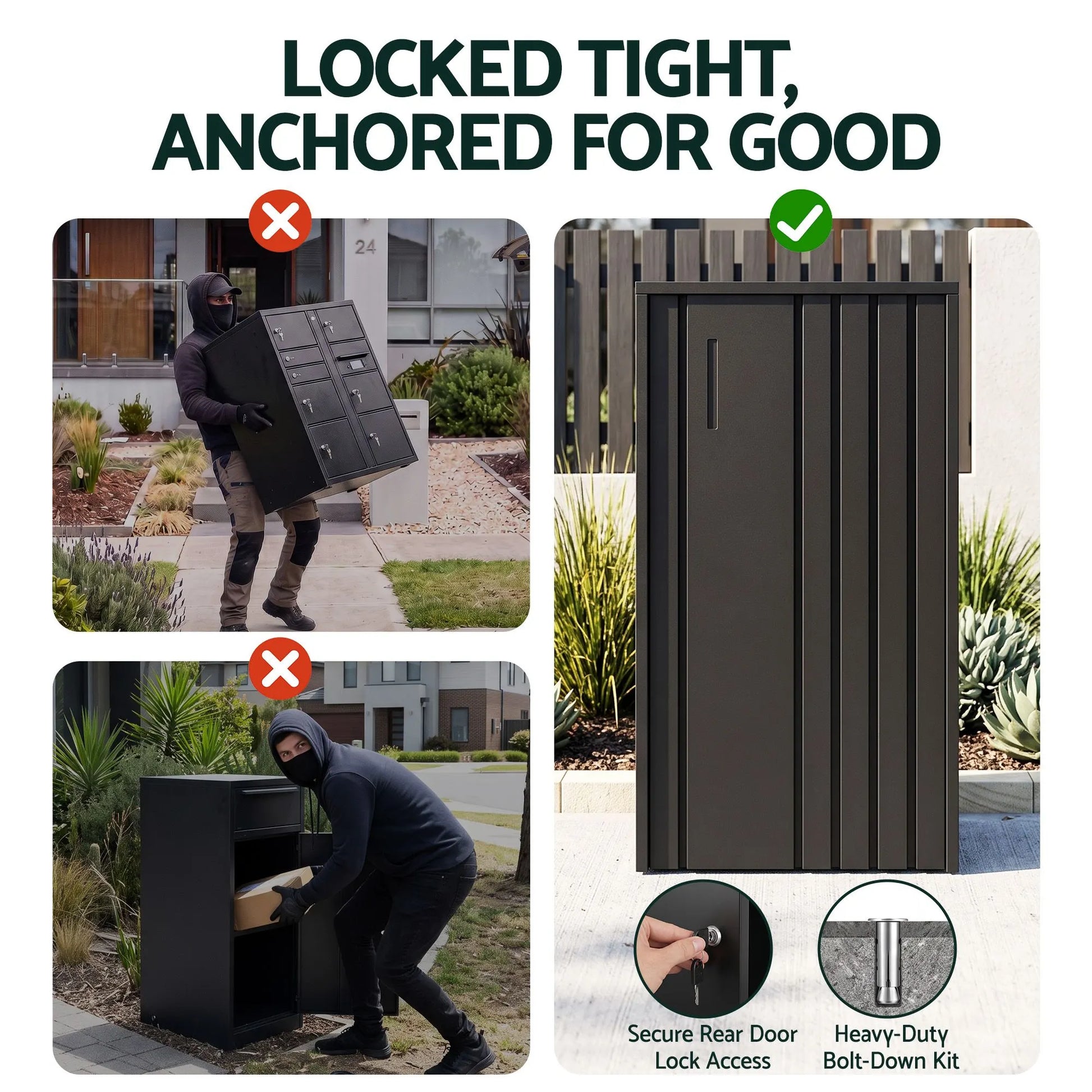 Gardeon Parcel Letterbox Drop Box Package Slot MailBox Black - Image 7