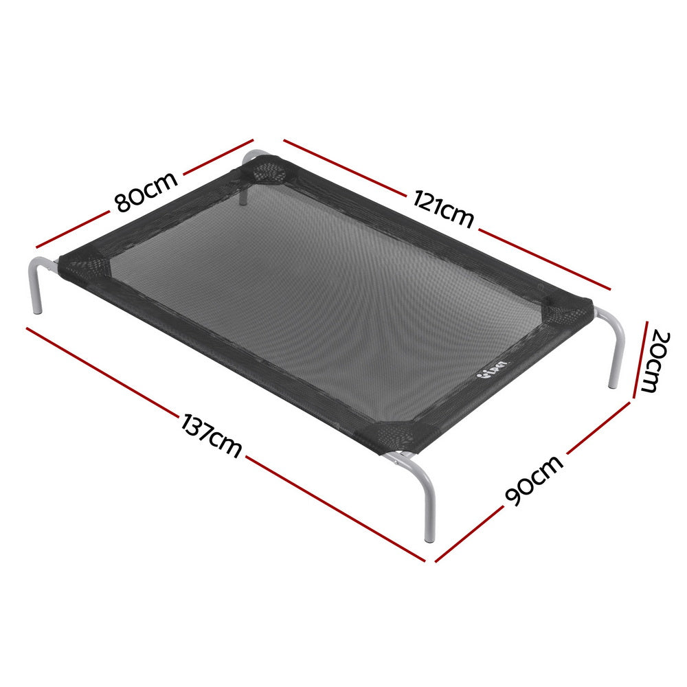 i.Pet Pet Dog Bed Elevated Trampoline Durable Raised Heavy Duty Large Dogs 90x137cm Black - Image 2