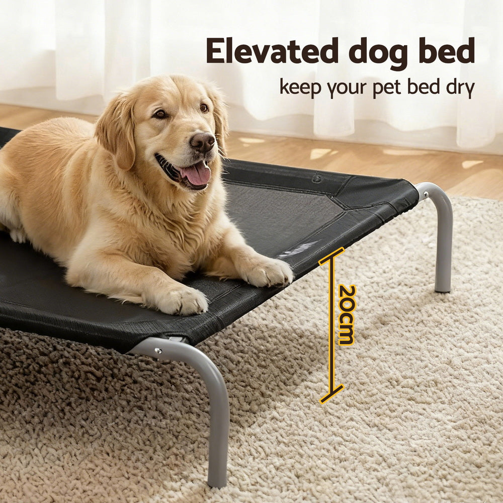 i.Pet Pet Dog Bed Elevated Trampoline Durable Raised Heavy Duty Large Dogs 90x137cm Black - Image 4
