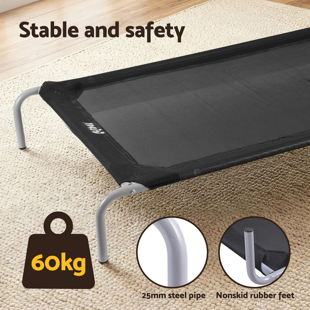 i.Pet Pet Dog Bed Elevated Trampoline Durable Raised Heavy Duty Large Dogs 90x137cm Black - Image 6