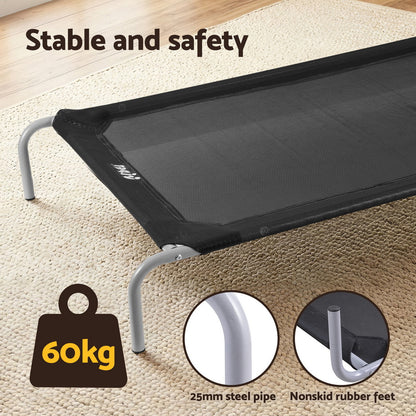 i.Pet Pet Dog Bed Elevated Trampoline Durable Raised Heavy Duty Large Dogs 90x137cm Black - Image 6
