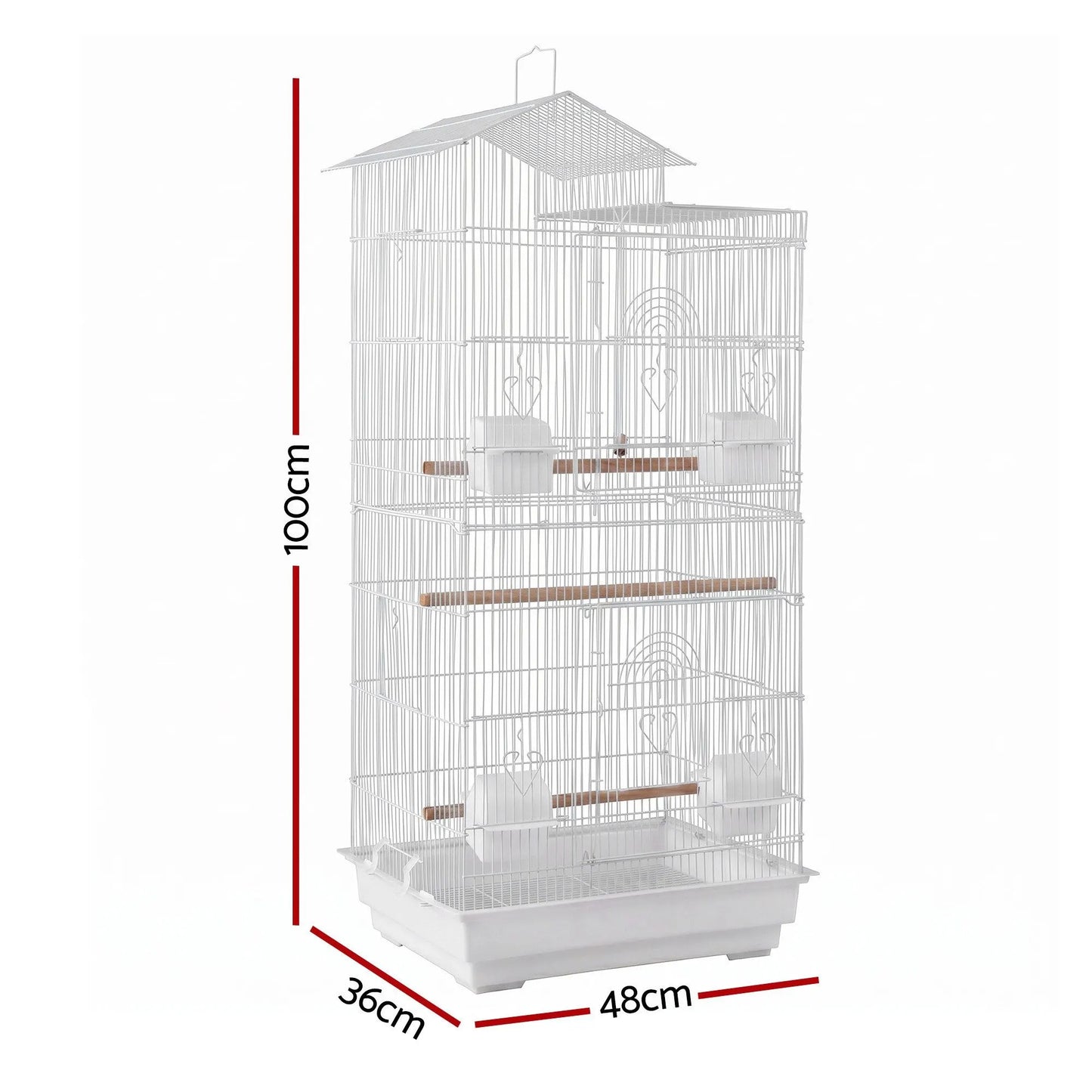i.Pet 100cm Bird Cage Aviary Parrot Budgie White - Image 3