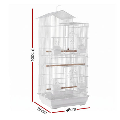 i.Pet 100cm Bird Cage Aviary Parrot Budgie White - Image 3