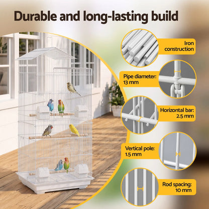 i.Pet 100cm Bird Cage Aviary Parrot Budgie White - Image 6