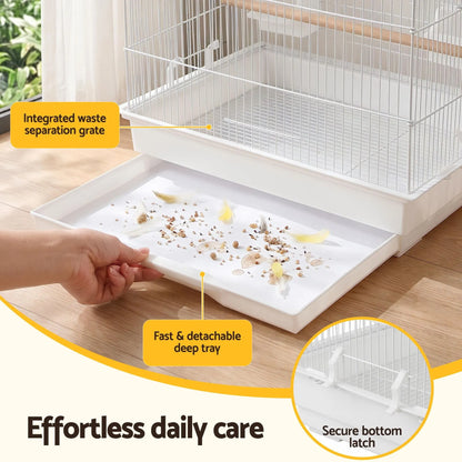 i.Pet 100cm Bird Cage Aviary Parrot Budgie White - Image 8