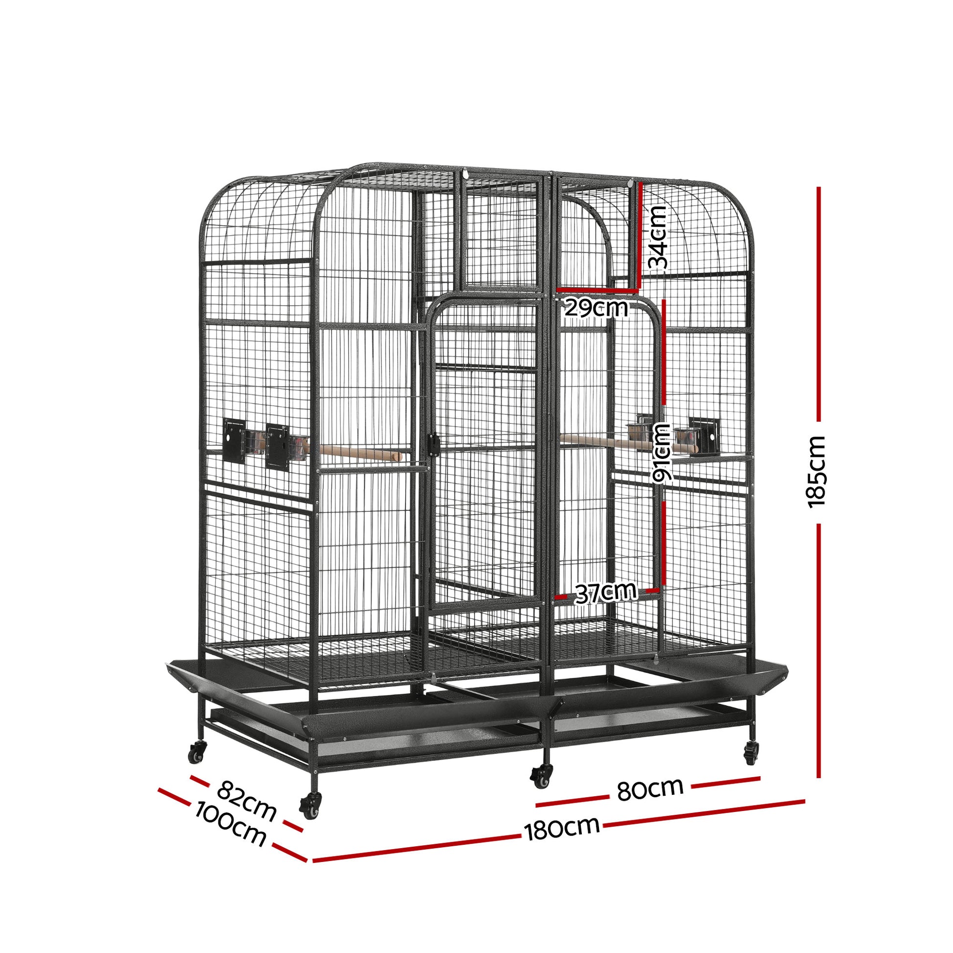i.Pet Bird Cage Extra Large Aviary 185cm Pet Parrot Cage Castor Wheel Removable Divider - Image 2