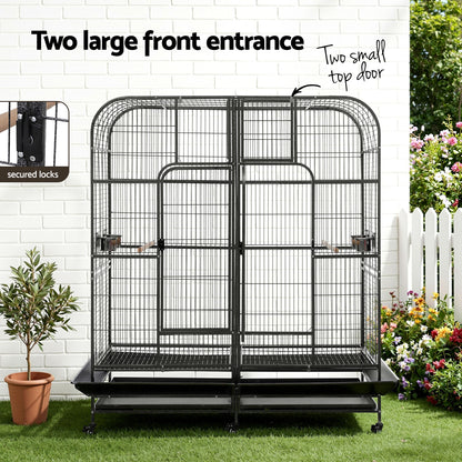 i.Pet Bird Cage Extra Large Aviary 185cm Pet Parrot Cage Castor Wheel Removable Divider - Image 4