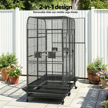 i.Pet Bird Cage Extra Large Aviary 185cm Pet Parrot Cage Castor Wheel Removable Divider - Image 5