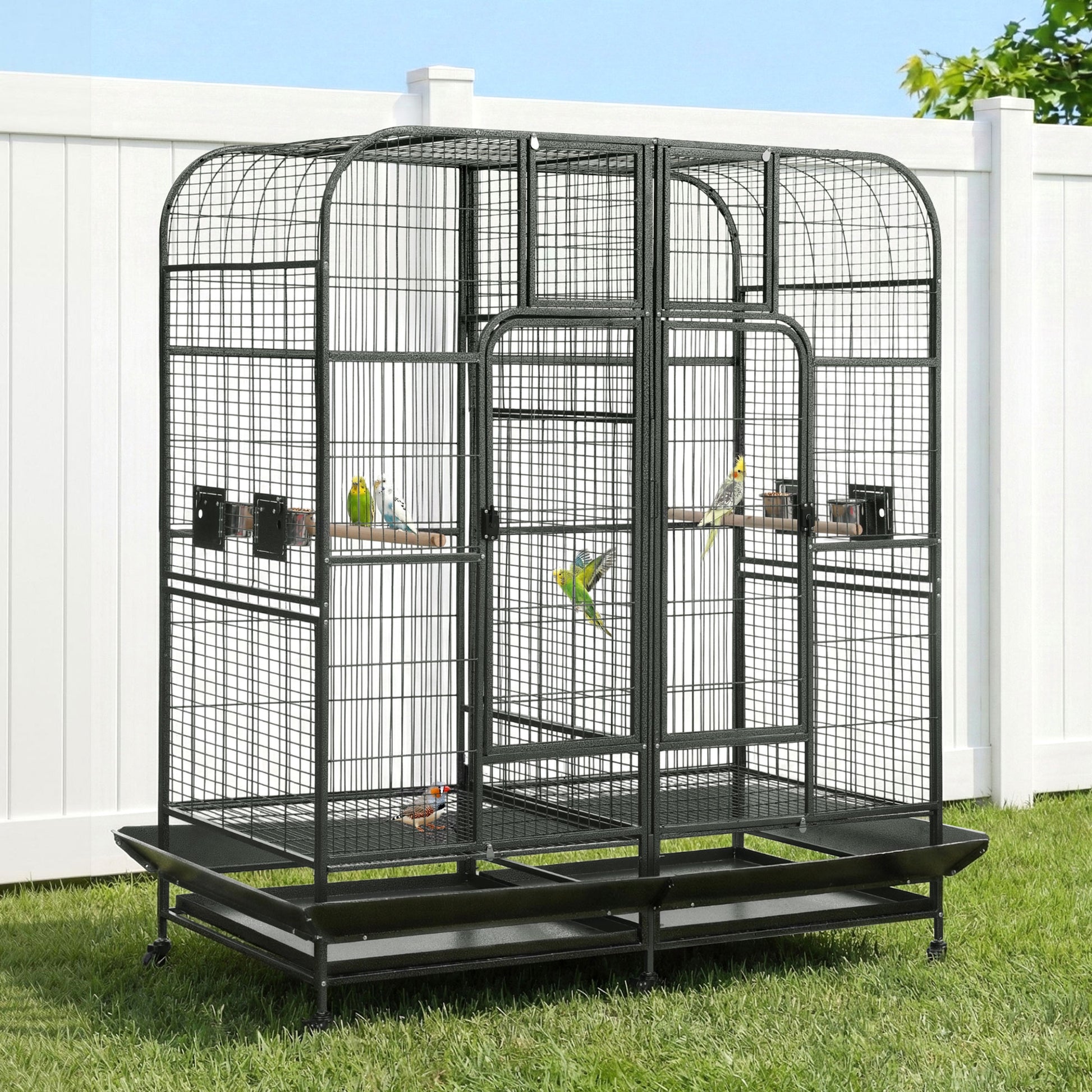 i.Pet Bird Cage Extra Large Aviary 185cm Pet Parrot Cage Castor Wheel Removable Divider - Image 7