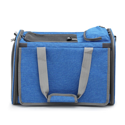 i.Pet Pet Carrier Bag Foldable Dog Cat Durable Crate Travel Cage Portable Car Kennel Blue - Image 3