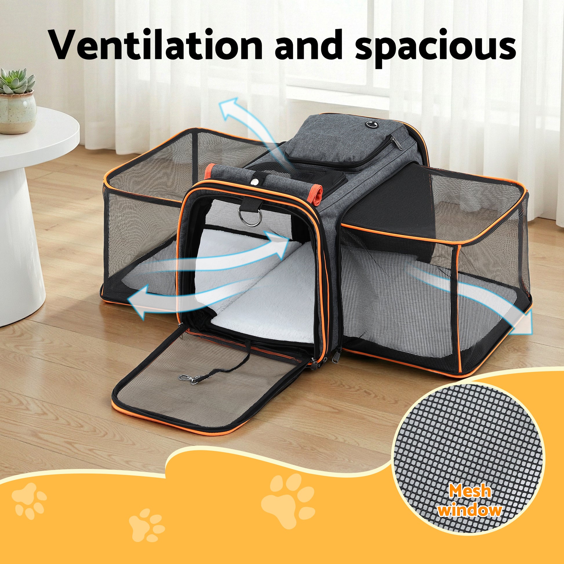 i.Pet Pet Carrier Bag Foldable Expandable Dog Cat Travel Cage Portable Car Kennel - Image 4