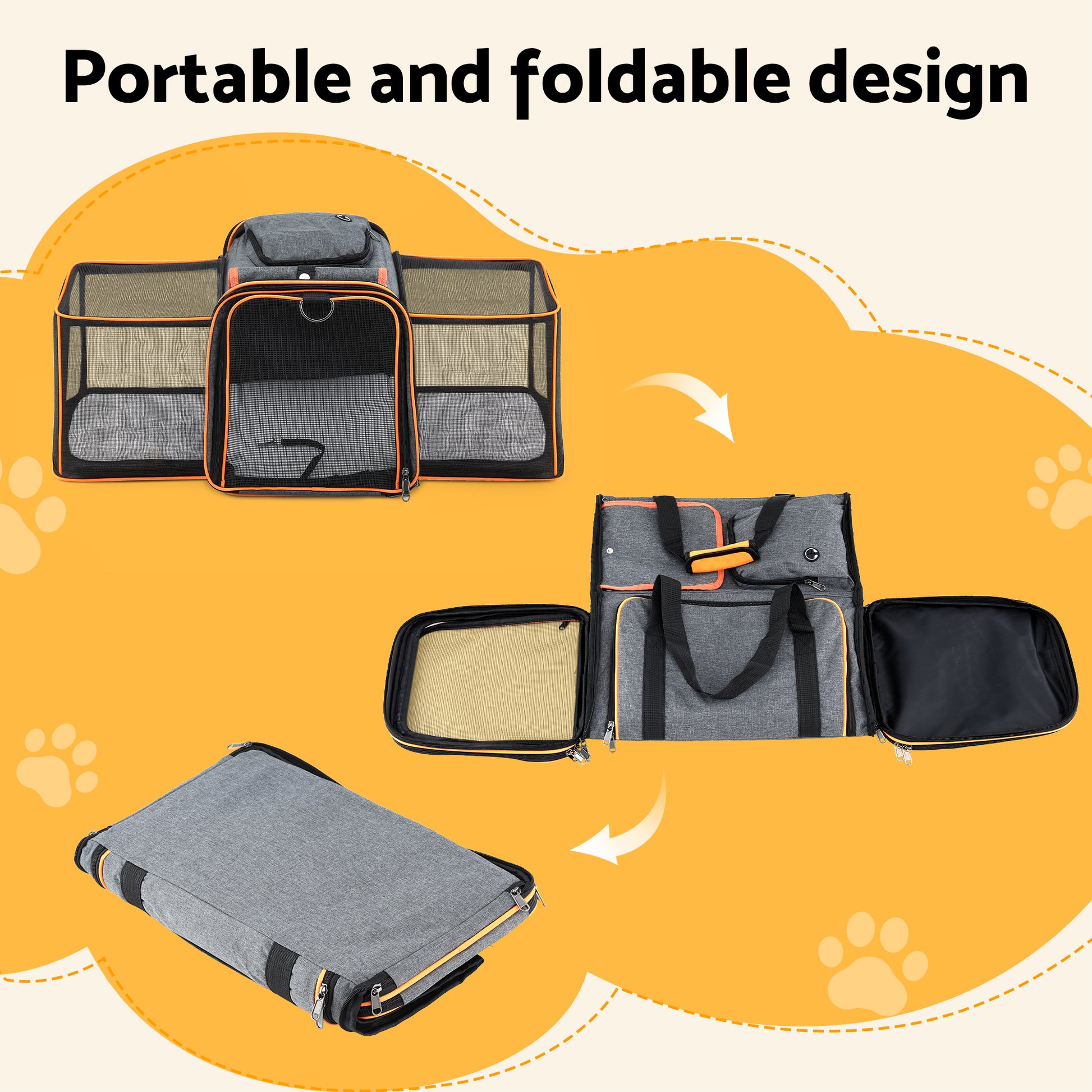 i.Pet Pet Carrier Bag Foldable Expandable Dog Cat Travel Cage Portable Car Kennel - Image 6