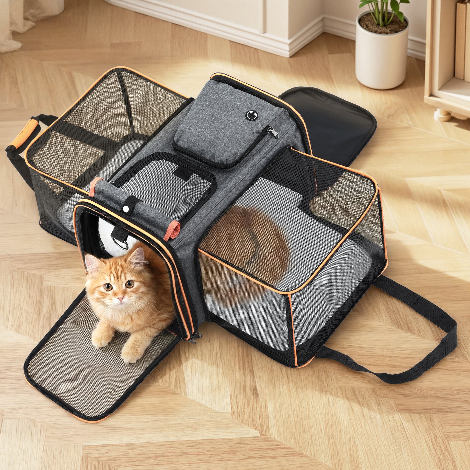 i.Pet Pet Carrier Bag Foldable Expandable Dog Cat Travel Cage Portable Car Kennel - Image 7