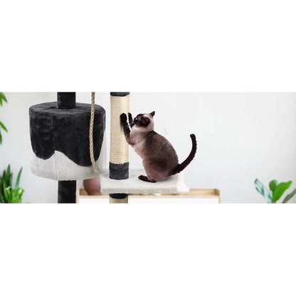 i.Pet Cat Tree 112cm Tower Scratching Post Scratcher Wood Condo House Furniture - Image 6