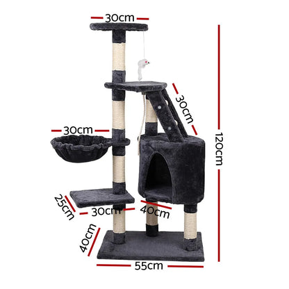 i.Pet Cat Tree 120cm Tower Scratching Post Scratcher Wood Condo House Bed Toys - Image 2