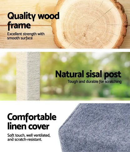 i.Pet Cat Tree 124cm Scratching Post Tower Scratcher Trees Wood Condo Board - Image 5