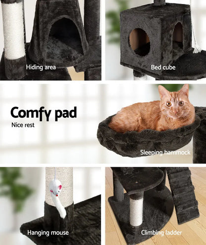 i.Pet Cat Tree 193cm Tower Scratching Post Scratcher Condo House Trees Grey - Image 5