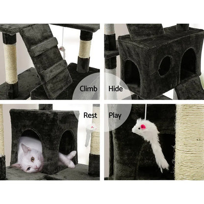 i.Pet Cat Tree 180cm Tower Scratching Post Scratcher Wood Condo House Toys Grey - Image 6