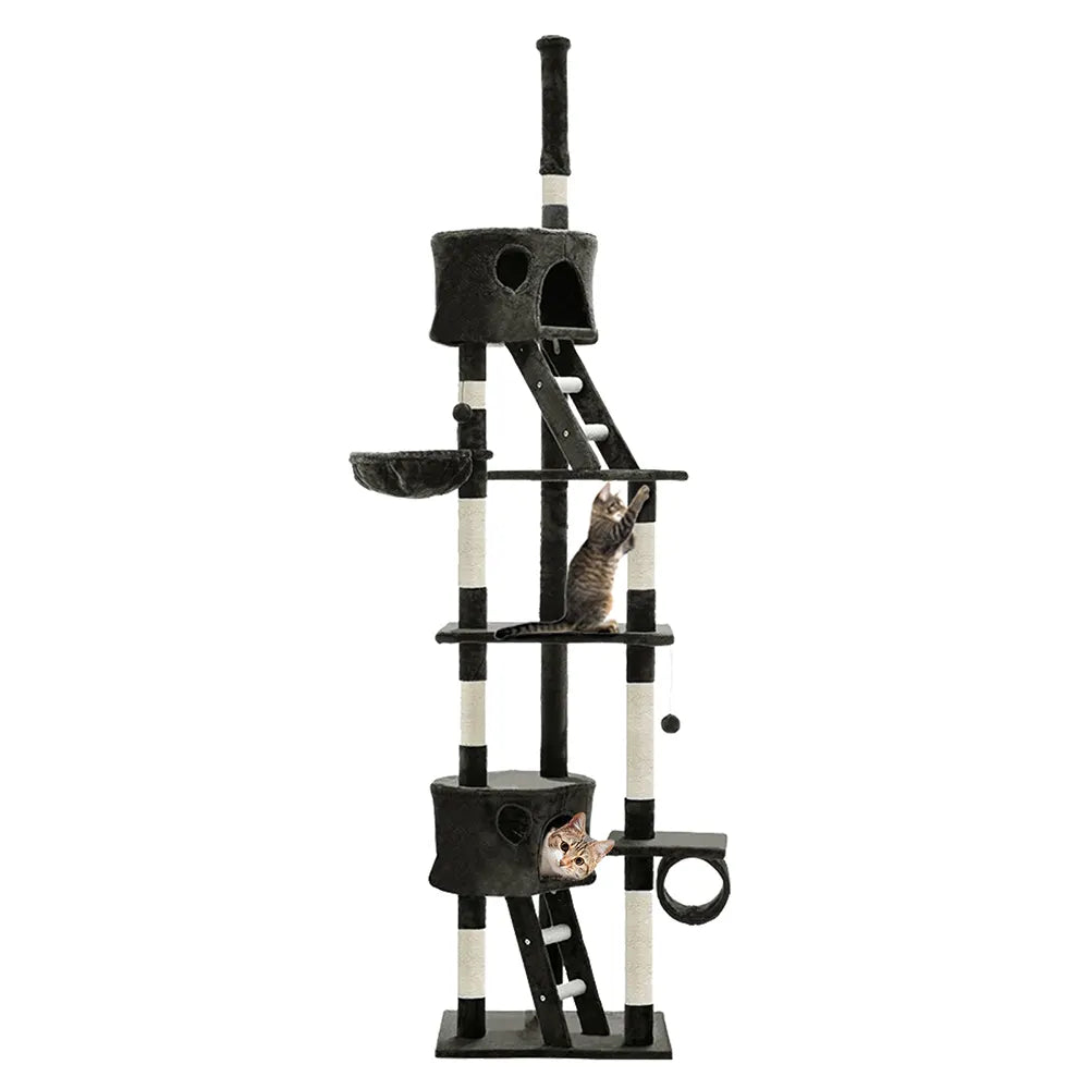i.Pet Cat Tree 260cm Tower Scratching Post Scratcher Condo House Trees Grey - Image 8