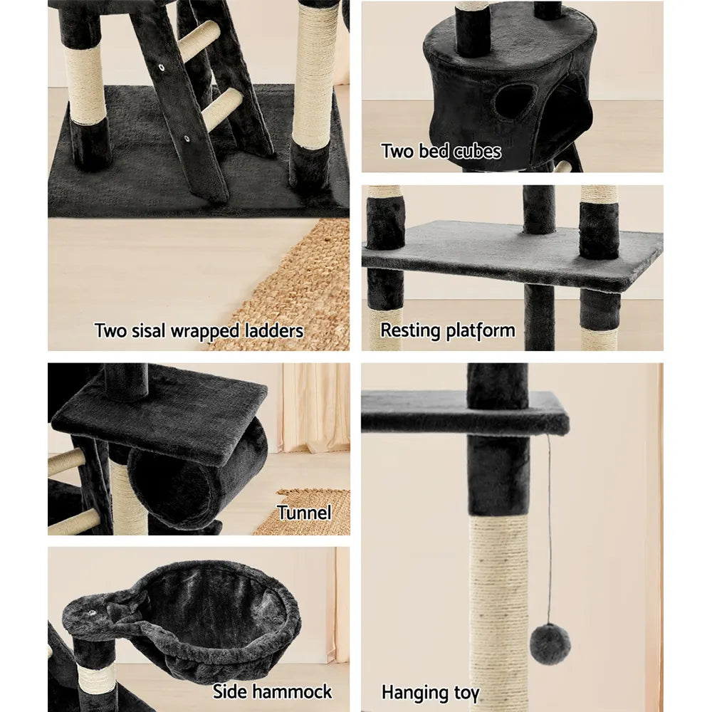 i.Pet Cat Tree 260cm Tower Scratching Post Scratcher Condo House Trees Grey - Image 6
