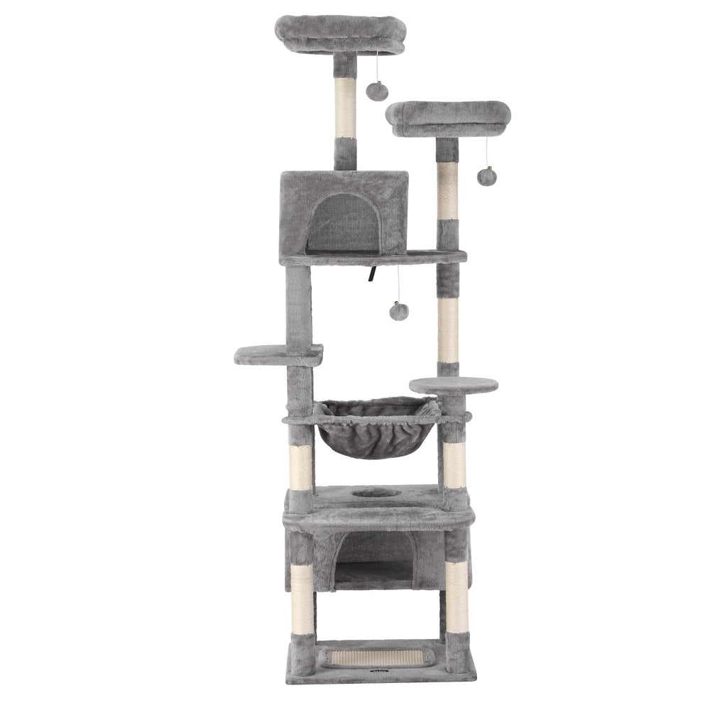 i.Pet Cat Tree 184cm Tower Scratching Post Trees Scratcher Condo House Light Grey - Image 3