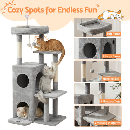 i.Pet Cat Tree Tower 127cm Scratching Post Furniture Scratcher House Light Grey - Image 5