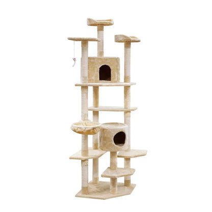 i.Pet Cat Tree 203cm Tower Scratching Post Scratcher Condo Trees House Bed Beige - Image 8