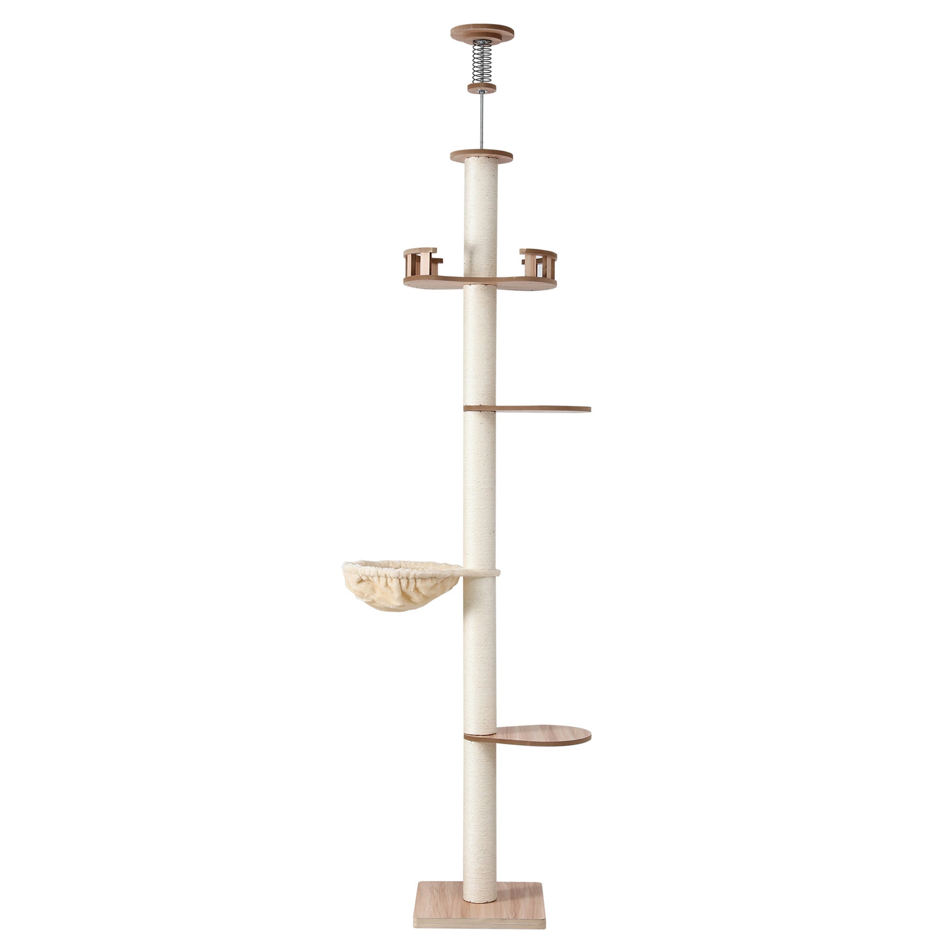 i.Pet Cat Tree Tower Floor to Ceiling Scratching Post 270cm Beige - Image 3