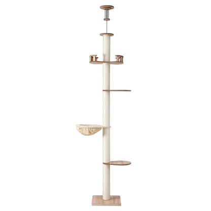i.Pet Cat Tree Tower Floor to Ceiling Scratching Post 270cm Beige - Image 3
