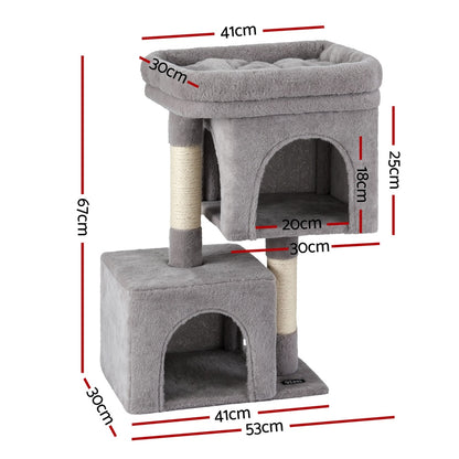 i.Pet Cat Tree 67cm Tower Scratching Post Trees Scratcher Condo House Light Grey - Image 2
