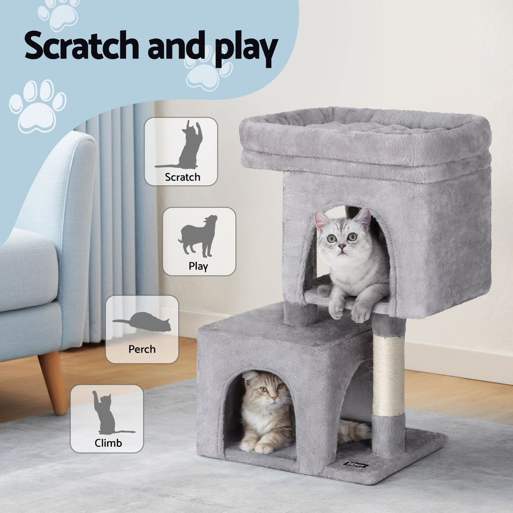 i.Pet Cat Tree 67cm Tower Scratching Post Trees Scratcher Condo House Light Grey - Image 4