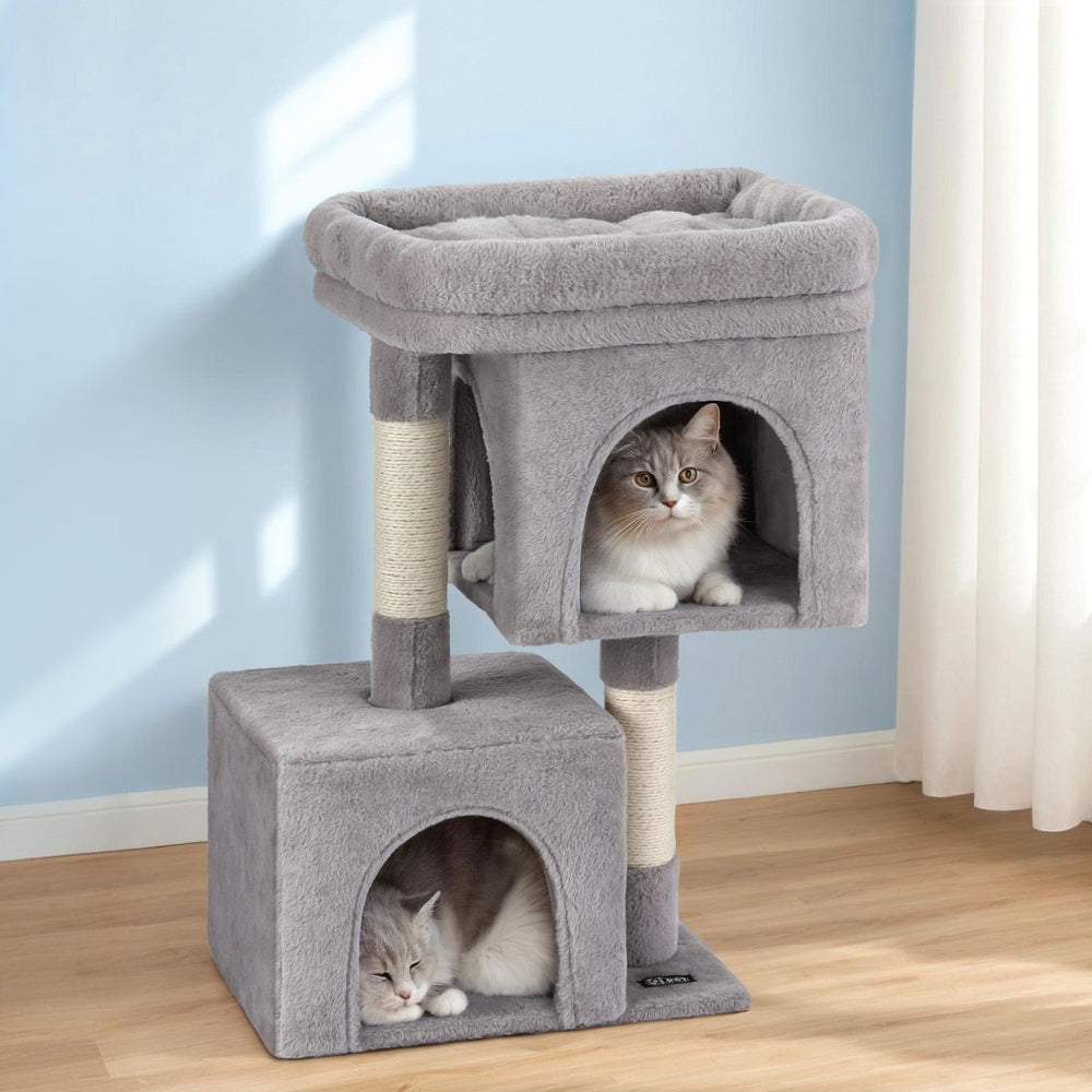 i.Pet Cat Tree 67cm Tower Scratching Post Trees Scratcher Condo House Light Grey - Image 7
