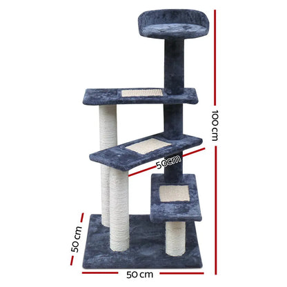 i.Pet Cat Tree 100cm Scratching Post Scratcher Tower Wood Condo House Trees Bed - Image 2