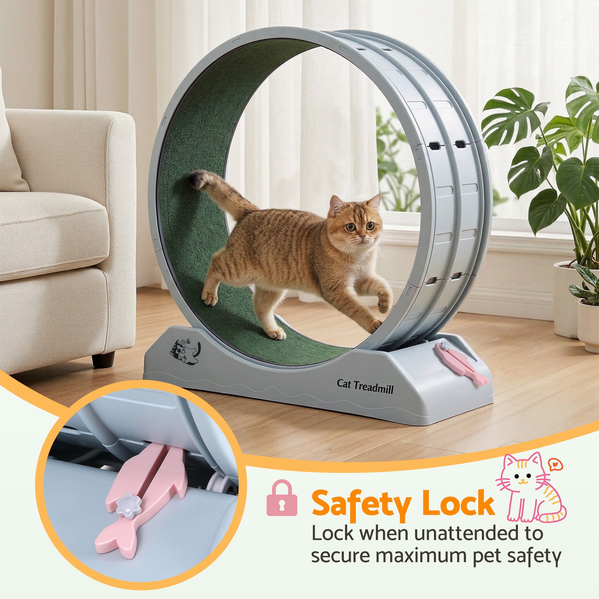 i.Pet Cat Exercise Wheel Treadmill Indoor 80cm Blue & Green - Image 5