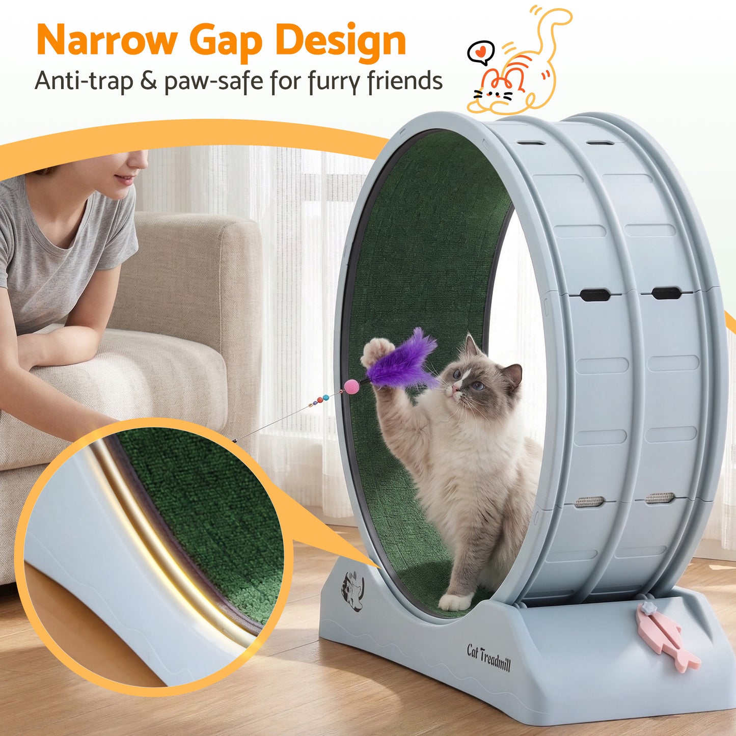i.Pet Cat Exercise Wheel Treadmill Indoor 80cm Blue & Green - Image 6