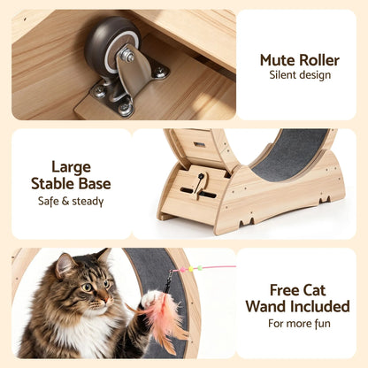 i.Pet Wooden Cat Exercise Wheel 91cm Indoor Cat Treadmill Large - Image 8