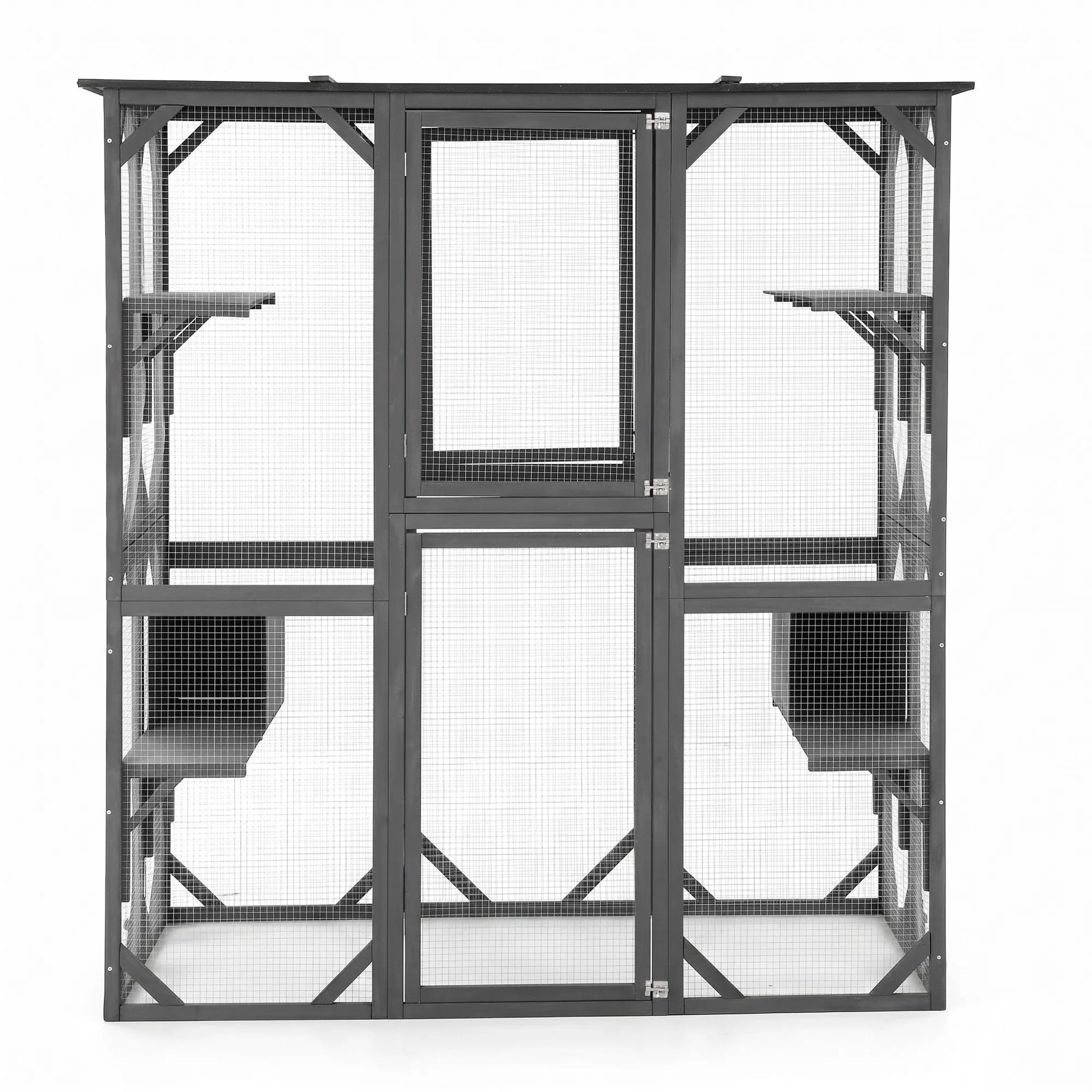 i.Pet Cat House 181cm Outdoor Catio Enclosure Walk-In Large Rabbit Hutch Grey - Image 4